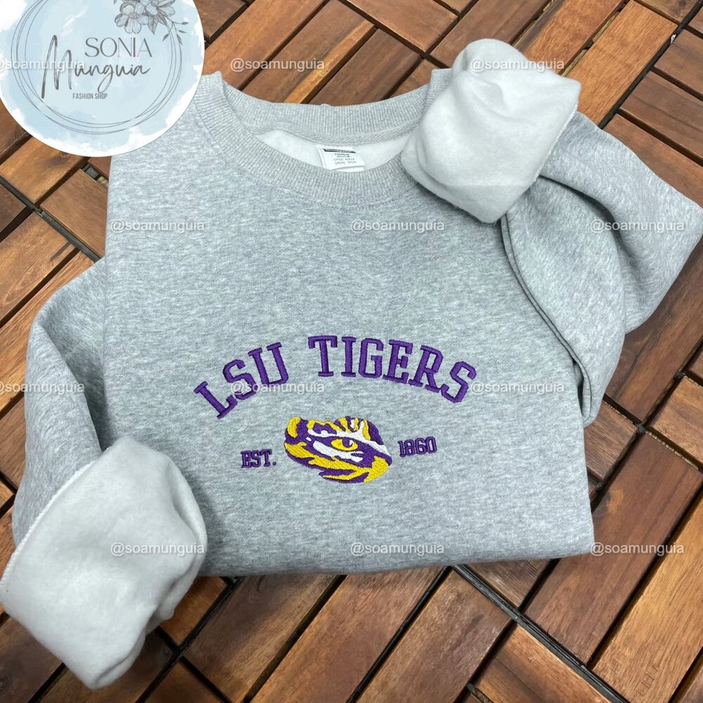 LSU Tigers Embroidered Sweatshirt shirt Crewneck – NCAA Team Apparel Est. 1860